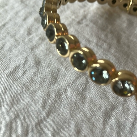 Gold tone slip on faux gem bracelet with gold charm - Picture 10 of 16